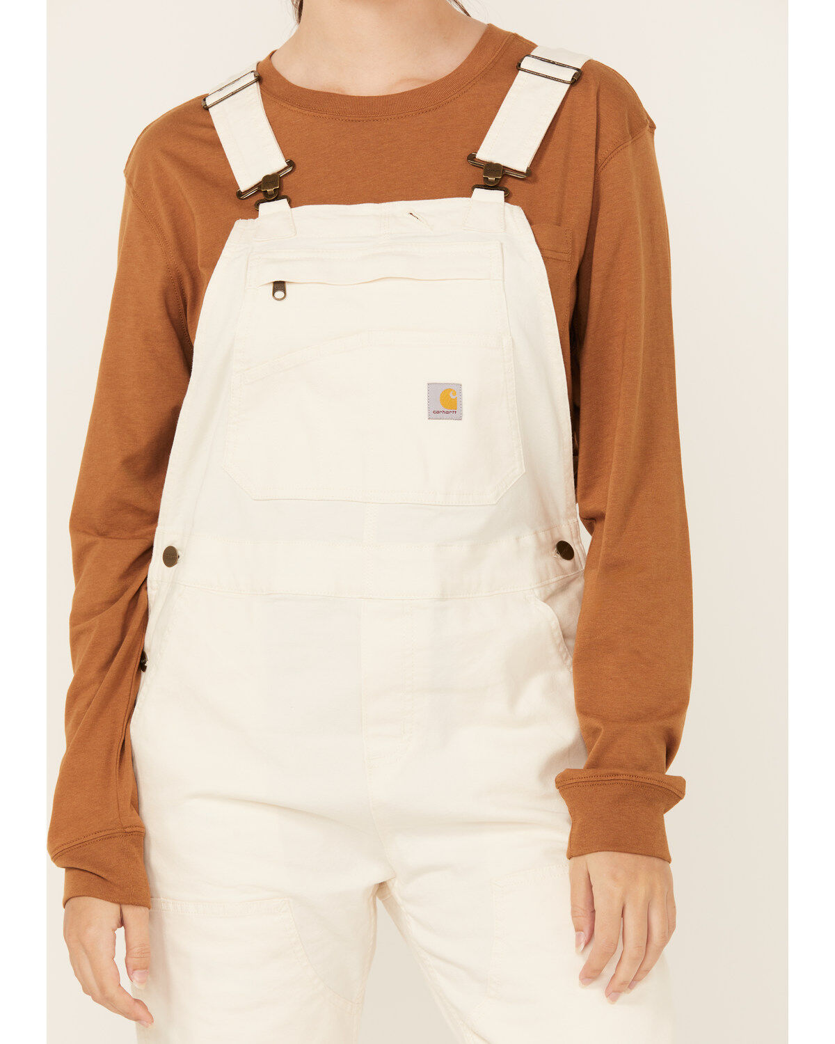 Image #3 - Carhartt Women's Rugged Flex&reg; Loose Fit Canvas Bib Overalls, Natural, hi-res