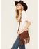 Image #1 - Shyanne Women's Western Heritage Woven Leather Fringe Crossbody Bag , Brown, hi-res