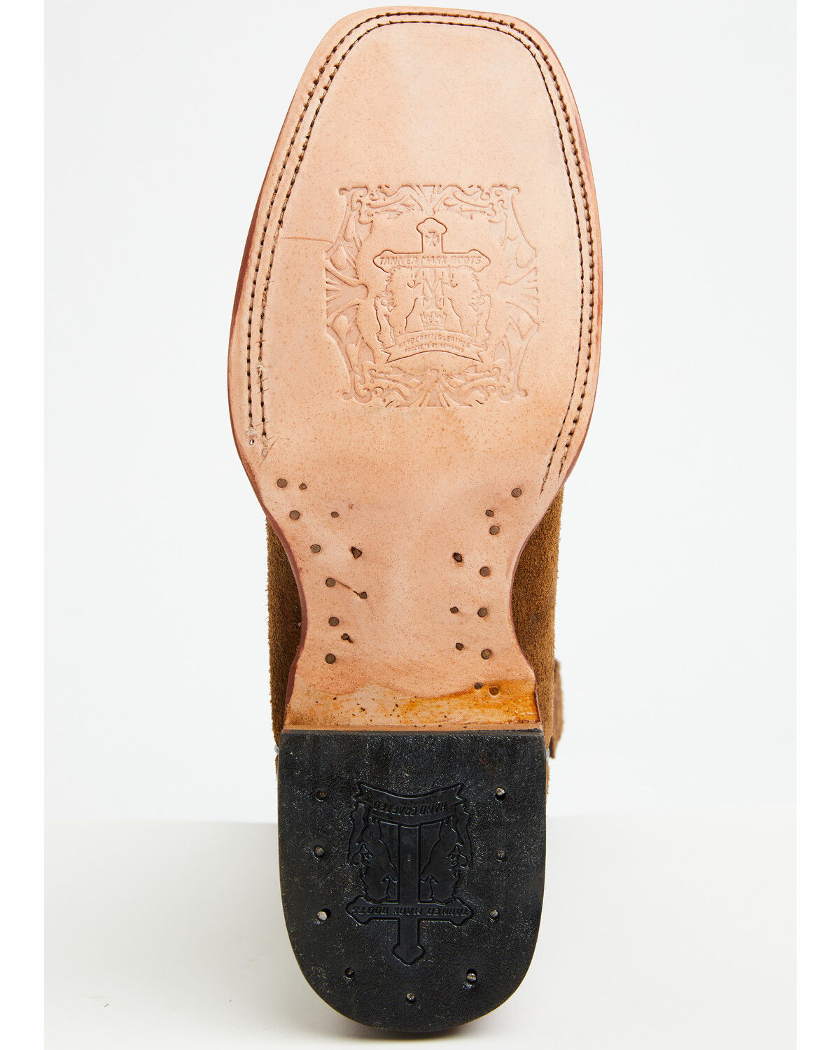 Image #7 - Tanner Mark Men's Ruff Out Suede Western Boots - Broad Square Toe, Brown, hi-res