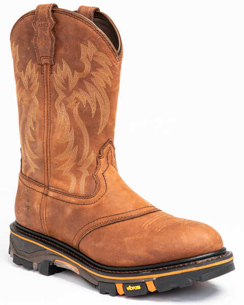 Image #1 - Cody James Men's 11" Decimator Western Work Boots - Soft Toe, Brown, hi-res