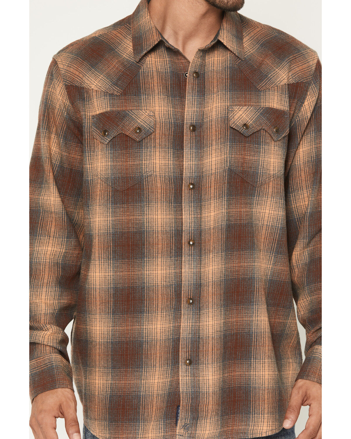 Image #3 - Moonshine Spirit&reg; Men's Bluff Plaid Print Long Sleeve Snap Flannel Shirt, Rust Copper, hi-res