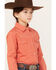 Image #2 - Shyanne Girls' Solid Long Sleeve Rhinestone Button-Down Stretch Western Riding Shirt, Brick Red, hi-res