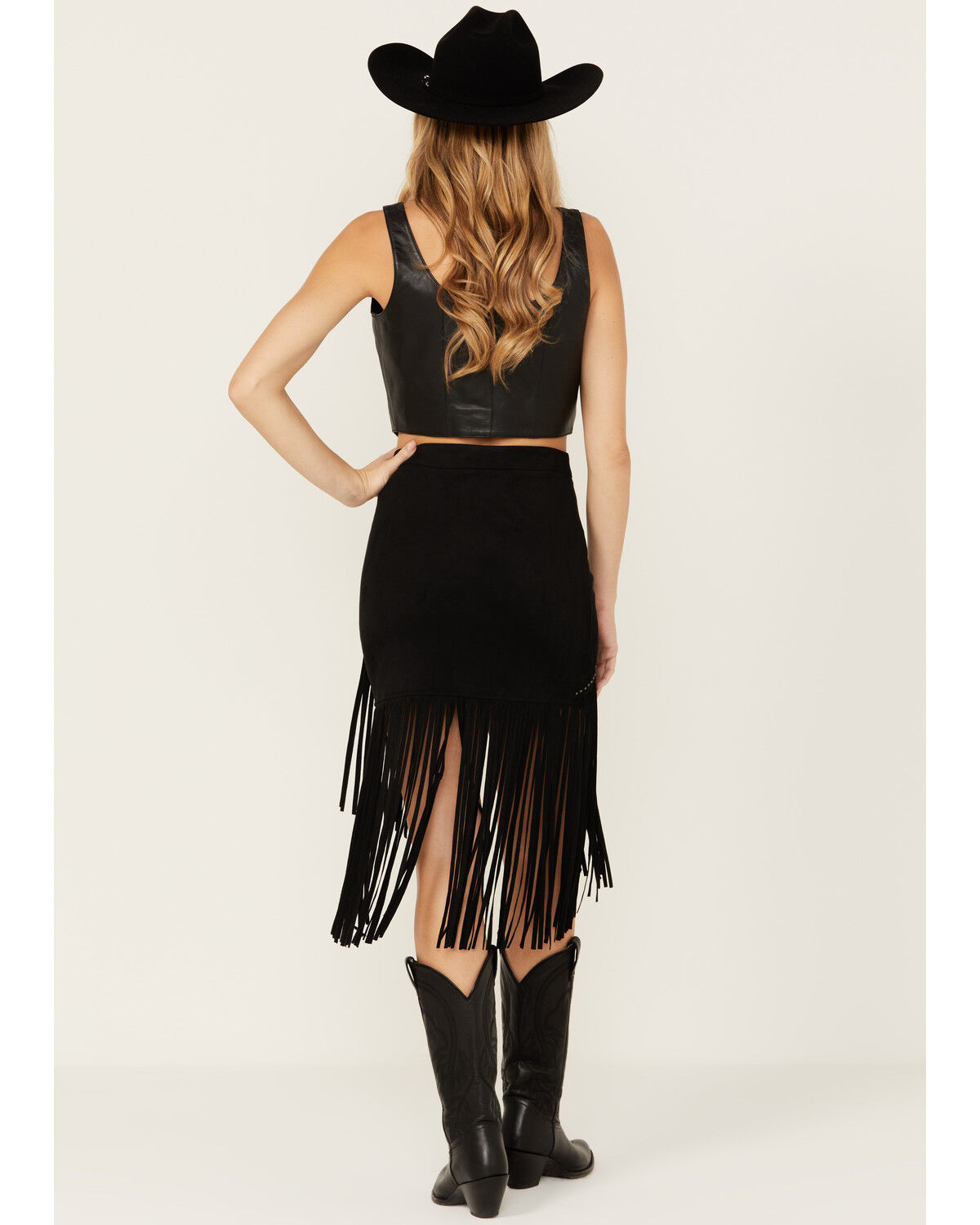 Image #4 - Idyllwind Women's Shiloh Asymmetrical Faux Suede Skirt, Black, hi-res