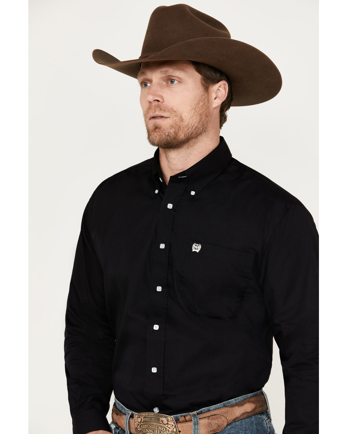 Image #2 - Cinch Men's Solid Long Sleeve Button-Down Western Shirt, Black, hi-res