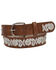 Image #1 - Shyanne Women's White Floral Embroidered Belt, Brown, hi-res