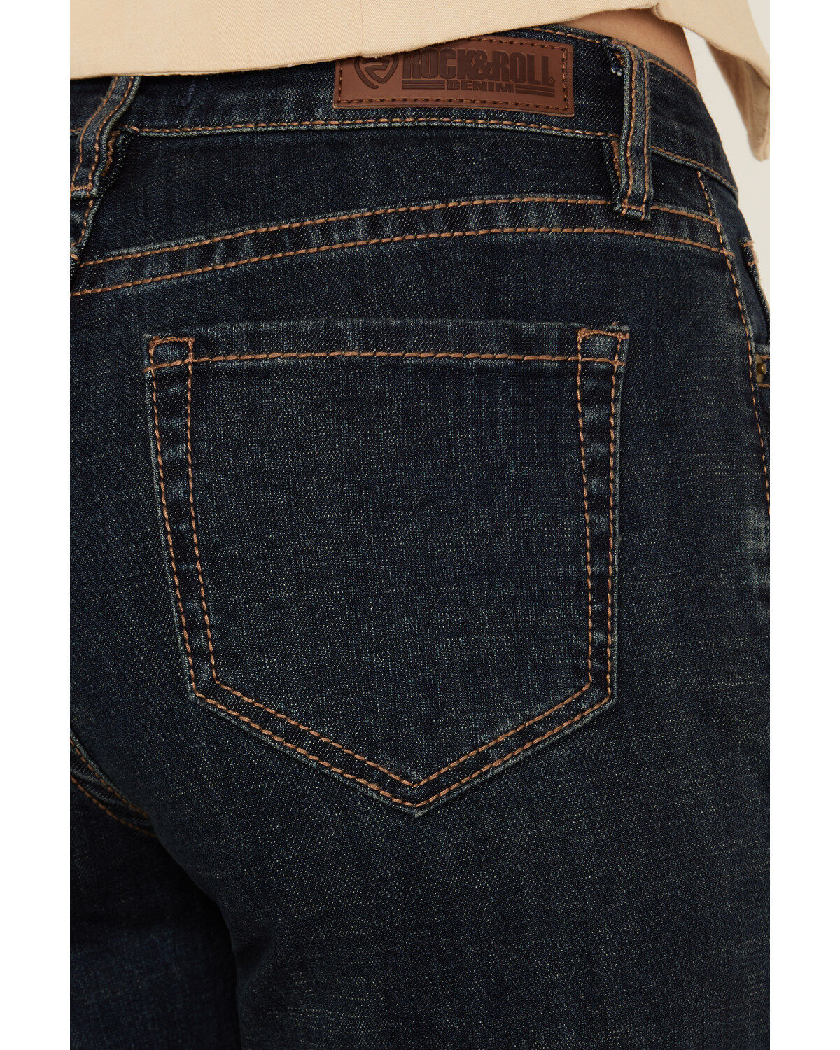 Image #4 - Rock & Roll Denim Women's Dark Wash High Rise Western Yoke Modest Bootcut Stretch Denim Jeans, Dark Wash, hi-res