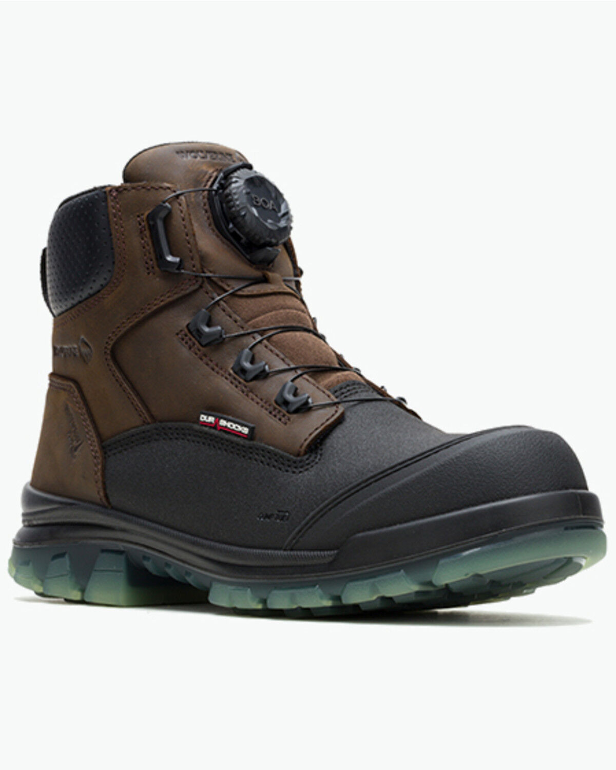 Wolverine Men's 6" DuraShocks&reg; SR Icon Derrick BOA Waterproof Work Boots - Composite Toe, Brown, hi-res