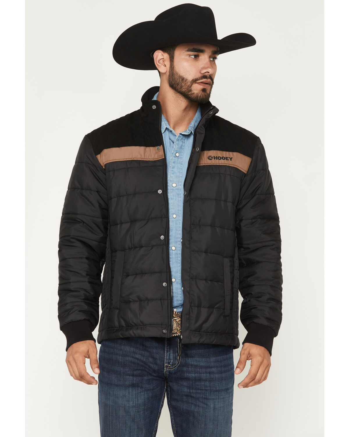 Hooey Men's Banff Packable Puffer Jacket, Black, hi-res