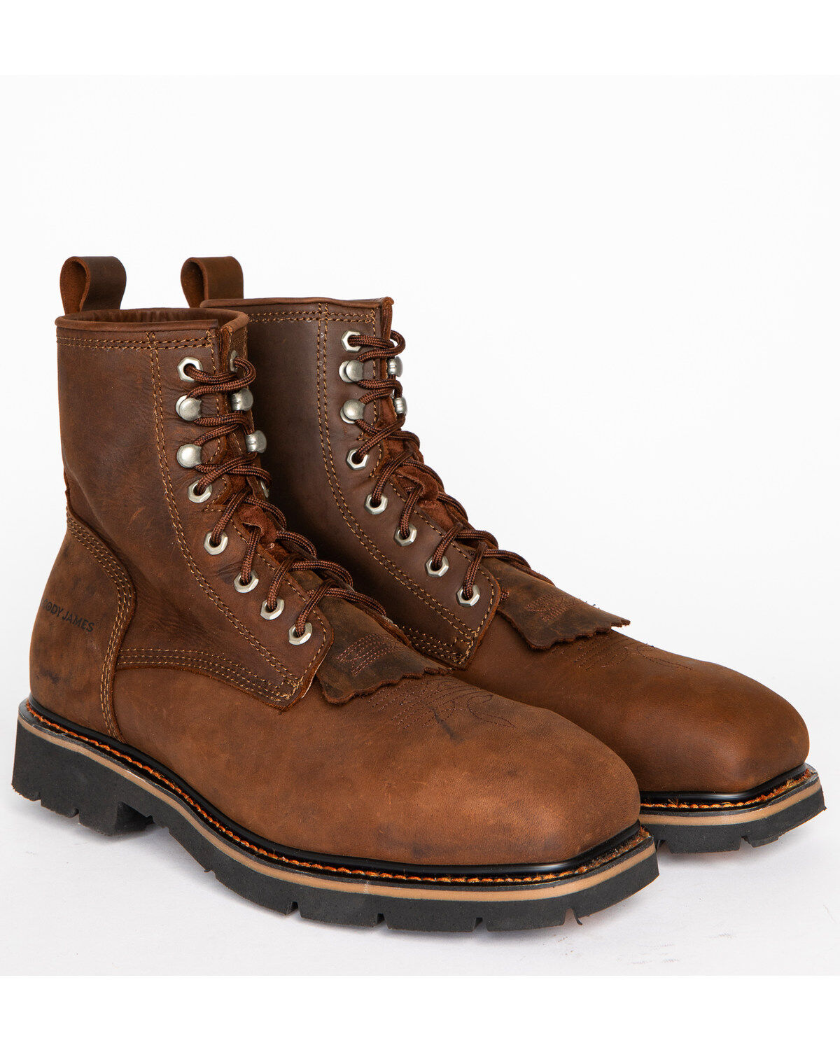 Cody James Men's 8" Mustang Lace-Up Kiltie Work Boots - Composite Toe, Brown, hi-res