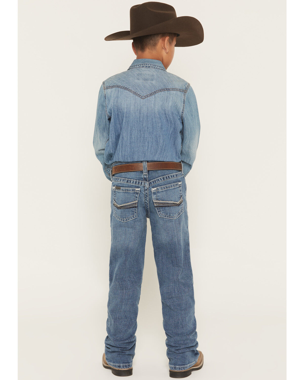 Image #3 - Ariat Boys' B4 Marshall Relaxed August Bootcut Denim Jeans, Dark Wash, hi-res