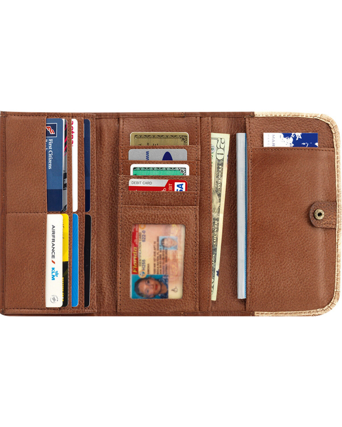 Image #2 - American West Golden Tan Desert Wildflower Ladies Wallet, Tan, hi-res