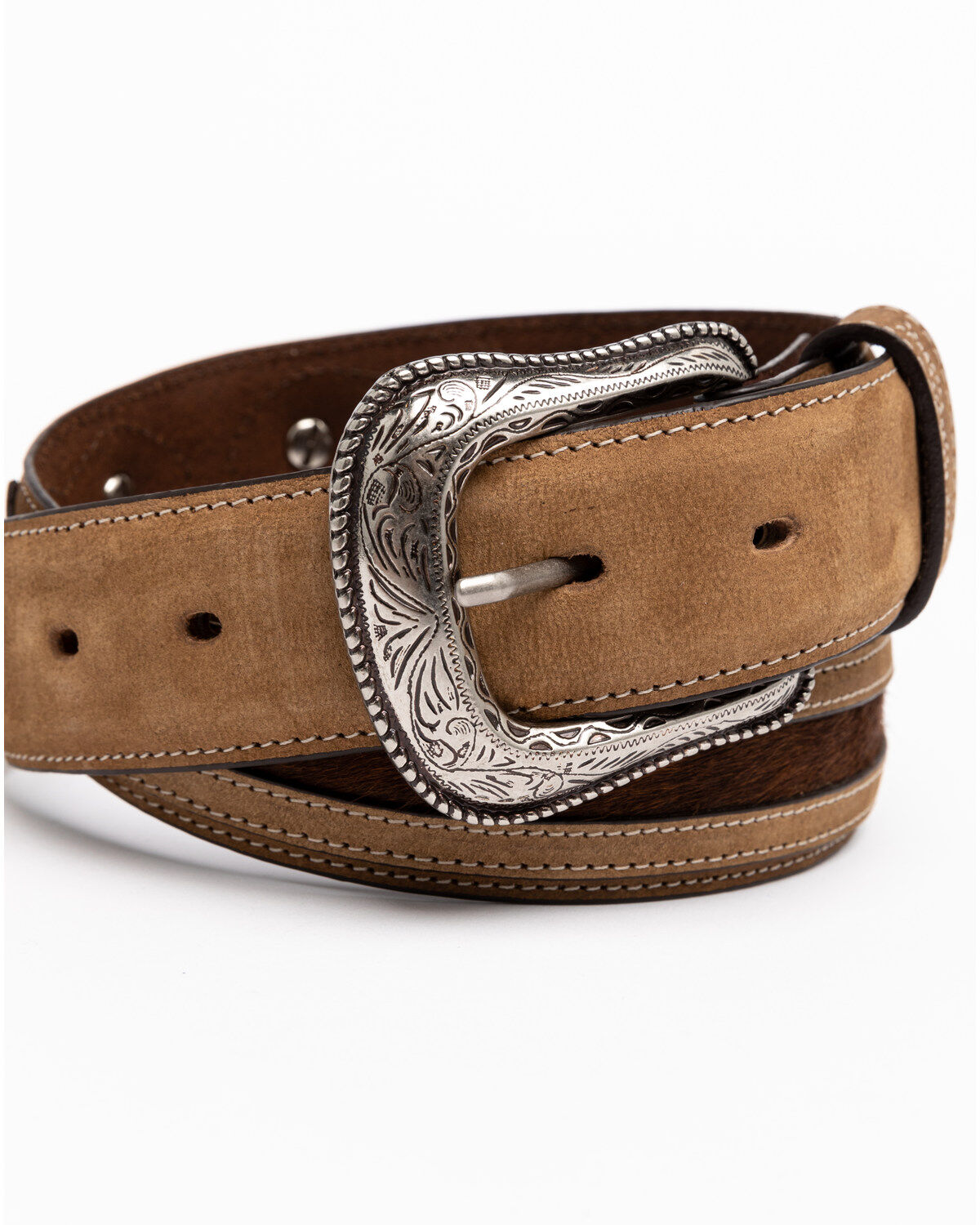 Image #3 - Cody James Men's Hair-On Praying Cowboy Concho Western Belt, Brown, hi-res