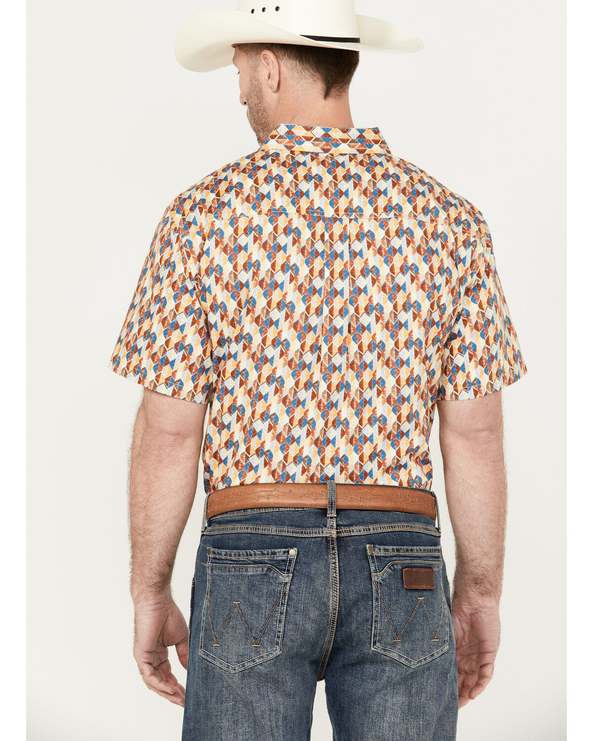 Image #4 - RANK 45&reg; Men's Abstract Geo Print Short Sleeve Button-Down Shirt, Gold, hi-res