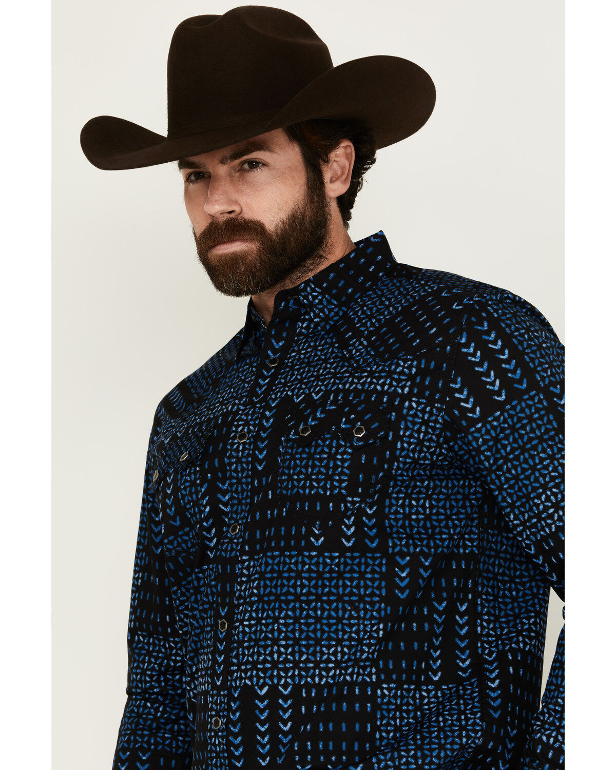 Image #2 - Moonshine Spirit&reg; Men's Twilight Southwestern Geo Print Long Sleeve Snap Western Shirt, Black, hi-res