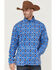 Image #1 - RANK 45&reg; Men's Shadow Southwestern Print 1/4 Zip-Front Fleece Pullover, Blue, hi-res