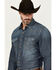 Image #2 - Wrangler Retro Men's Premium Snap Denim Long Sleeve Western Shirt, Indigo, hi-res