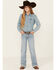 Image #1 - Wrangler Girls' Light Wash Trouser Denim Jeans, Blue, hi-res