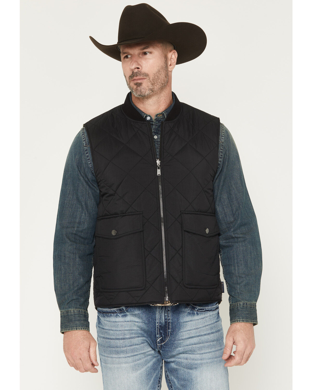 Pendleton Men's Outdoor Reversible Striped Vest, Black, hi-res