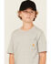 Image #2 - Carhartt Boys' Solid Short Sleeve Pocket T-Shirt , Grey, hi-res