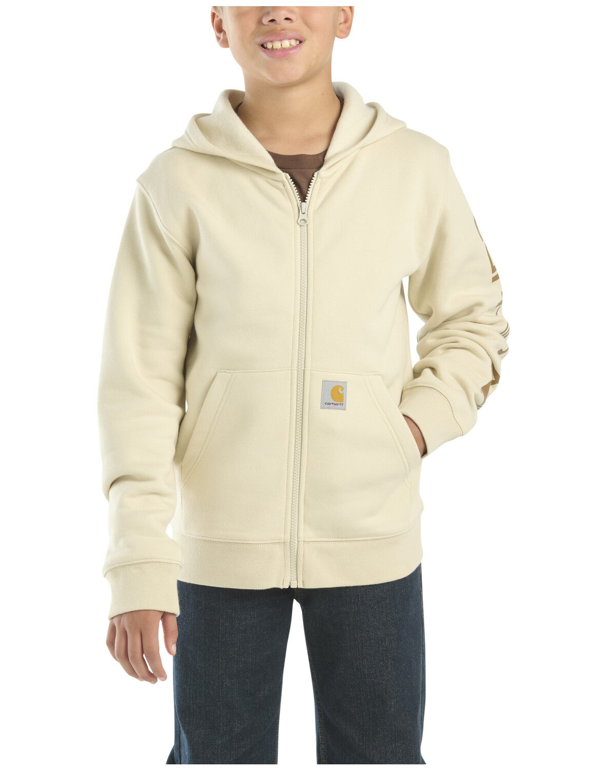 Carhartt Little Boys' Full Zip Hooded Jacket, Cream, hi-res