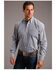 Image #1 - Stetson Men's Geo Print Long Sleeve Button-Down Western Shirt, Dark Blue, hi-res