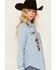 Image #3 - Stetson Women's Embroidered Long Sleeve Pearl Snap Western Blouse, Blue, hi-res