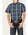 Image #2 - Cinch Boys' Plaid Print Short Sleeve Button-Down Shirt, Navy, hi-res