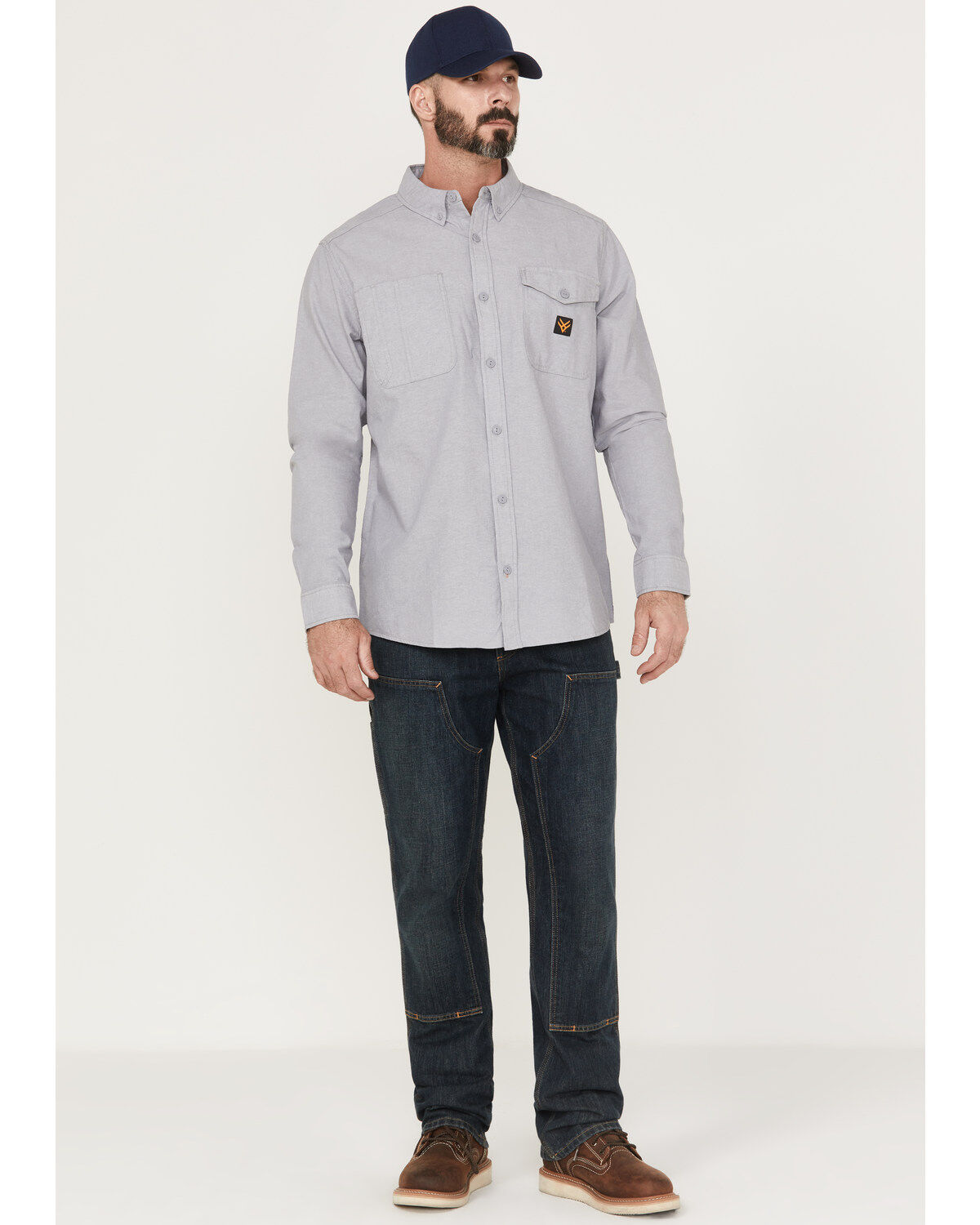 Image #2 - Hawx Men's Chambray Sun Protection Solid Long Sleeve Button-Down Western Shirt - Big, Grey, hi-res