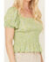 Image #3 - Sadie & Sage Women's California Girl Smocked Top, Sage, hi-res