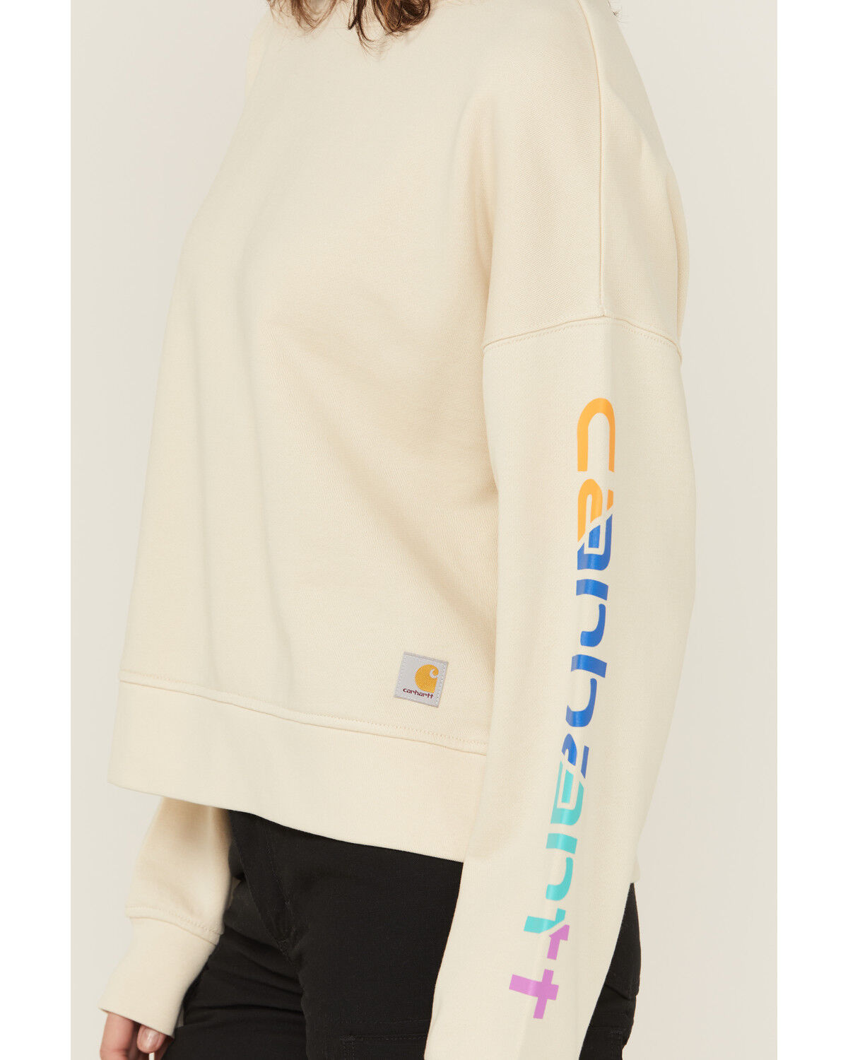 Image #3 - Carhartt Women's TENCEL&trade; Fiber Series Loose Fit Long Sleeve Graphic Sweatshirt, Oatmeal, hi-res