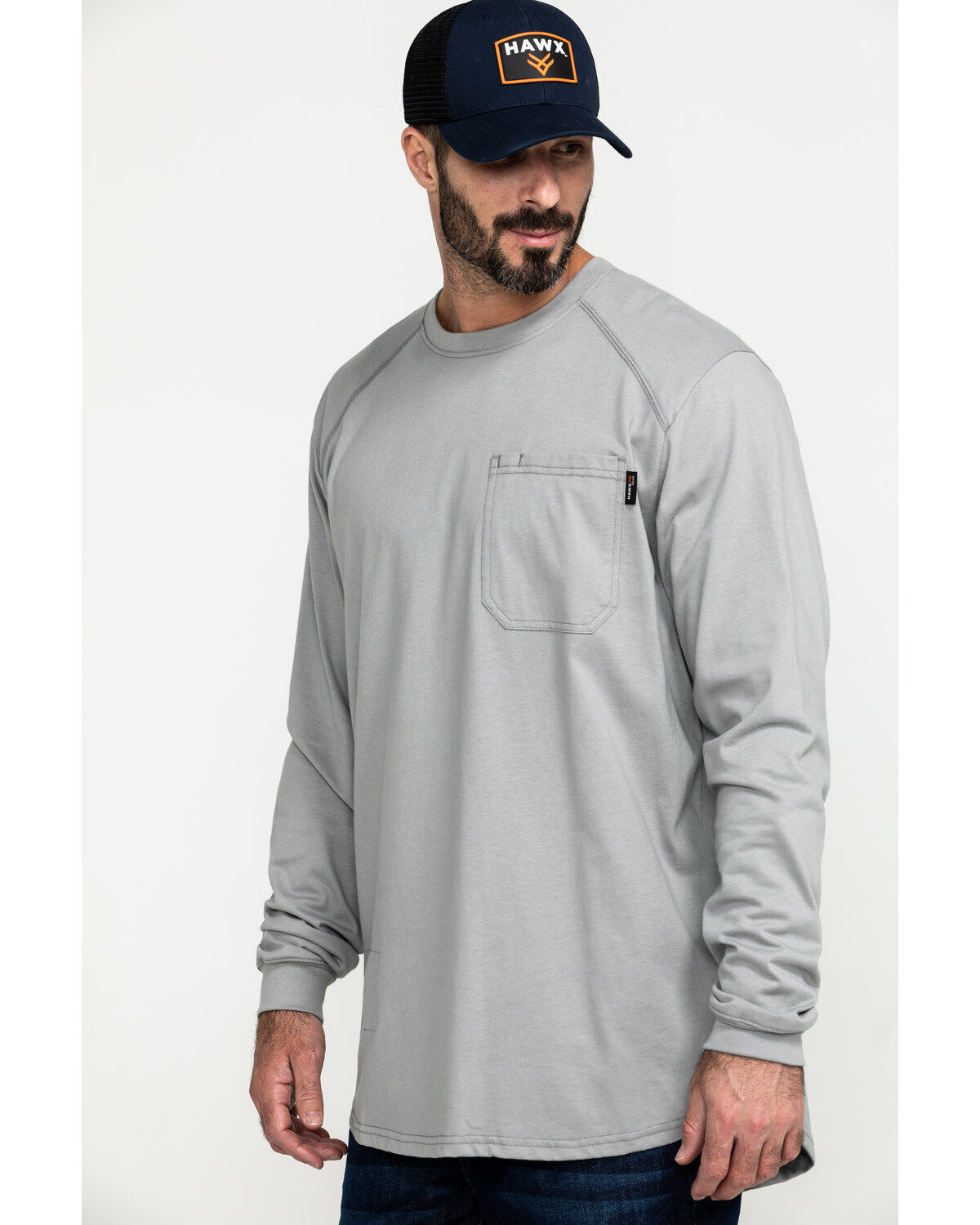 Image #3 - Hawx Men's FR Pocket Long Sleeve Work T-Shirt, Silver, hi-res