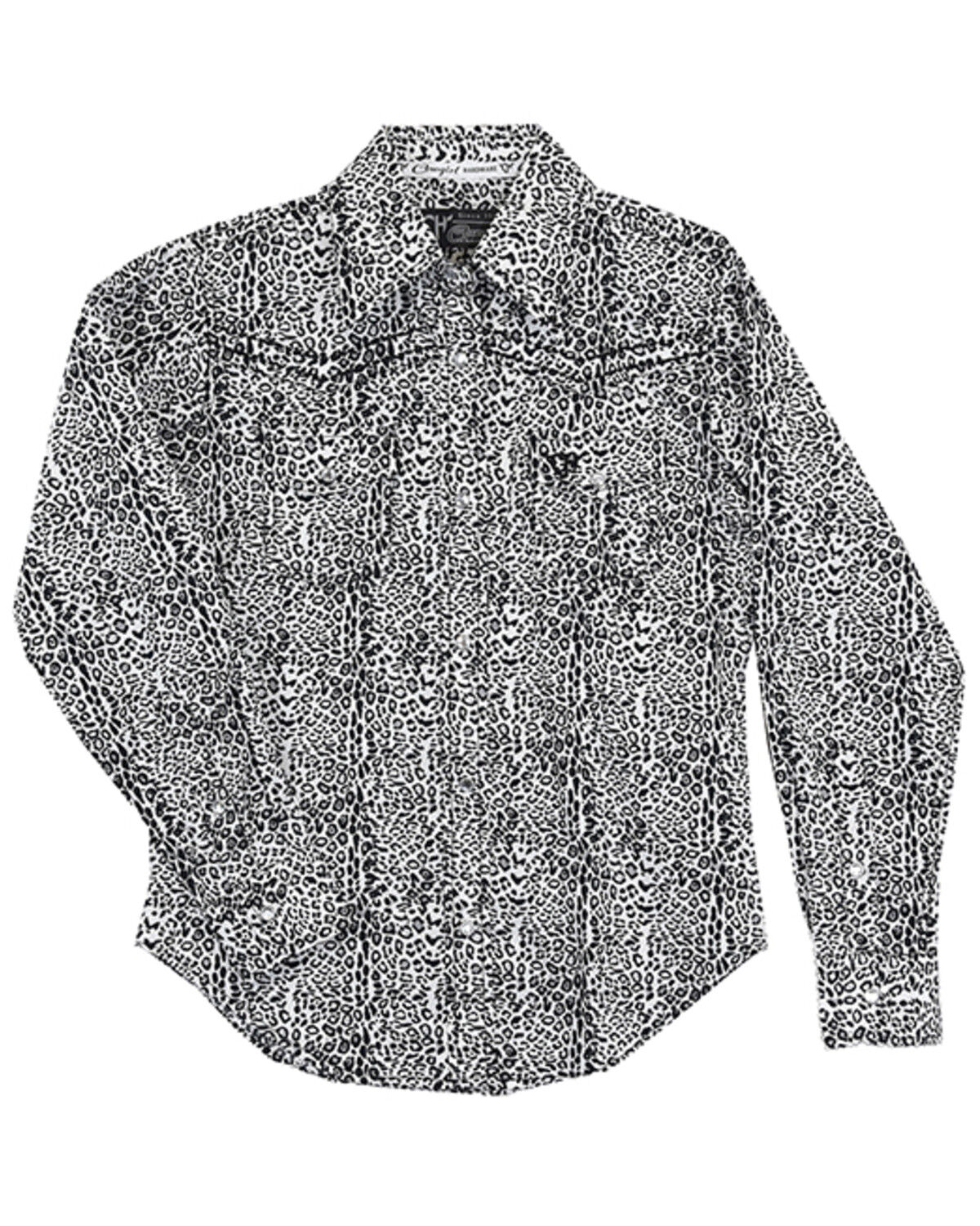 Cowgirl Hardware Toddler Girls' Mini Leopard Print Long Sleeve Western Pearl Snap Shirt, White, hi-res