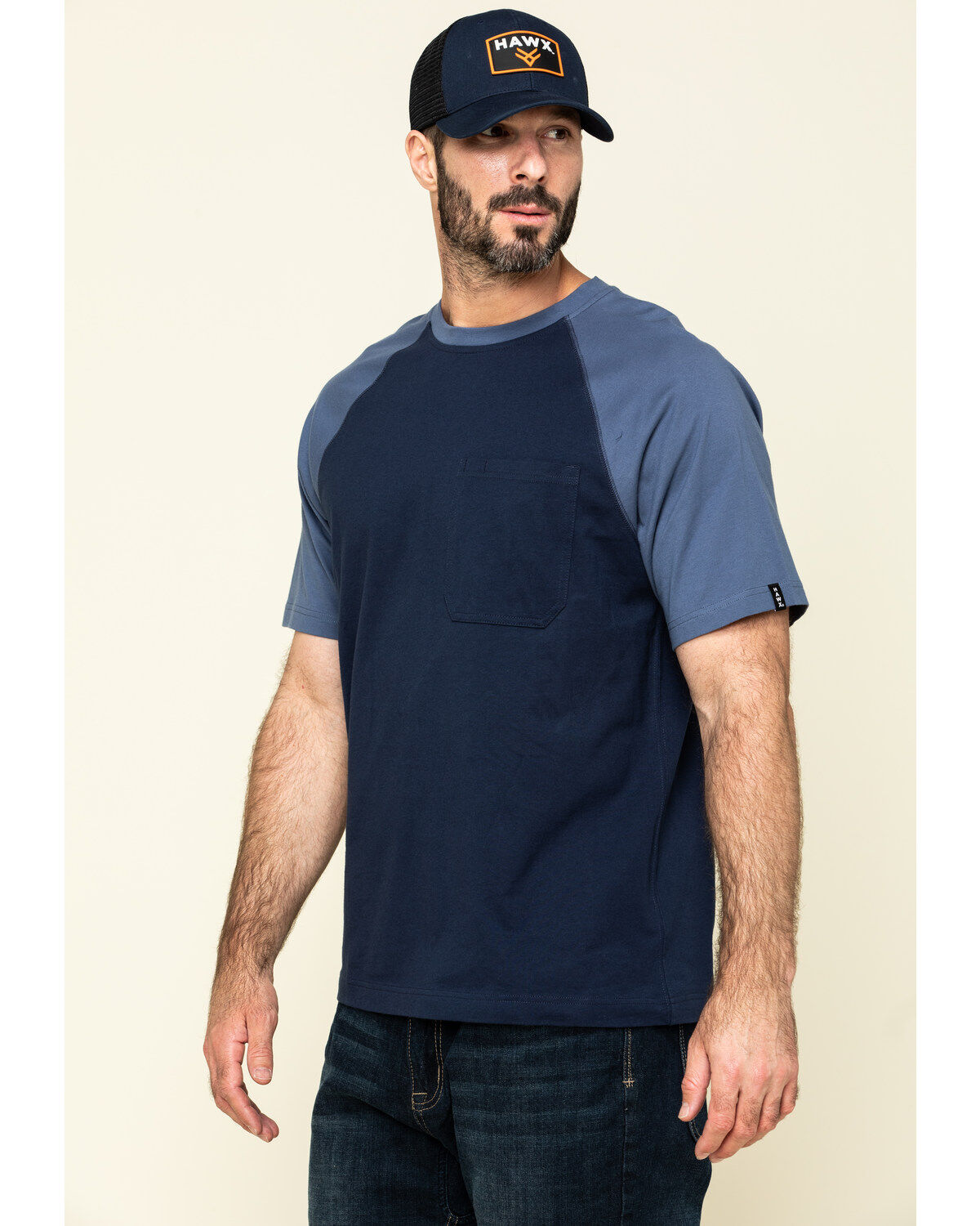 Image #3 - Hawx Men's Navy Midland Short Sleeve Baseball Work T-Shirt - Big, Navy, hi-res