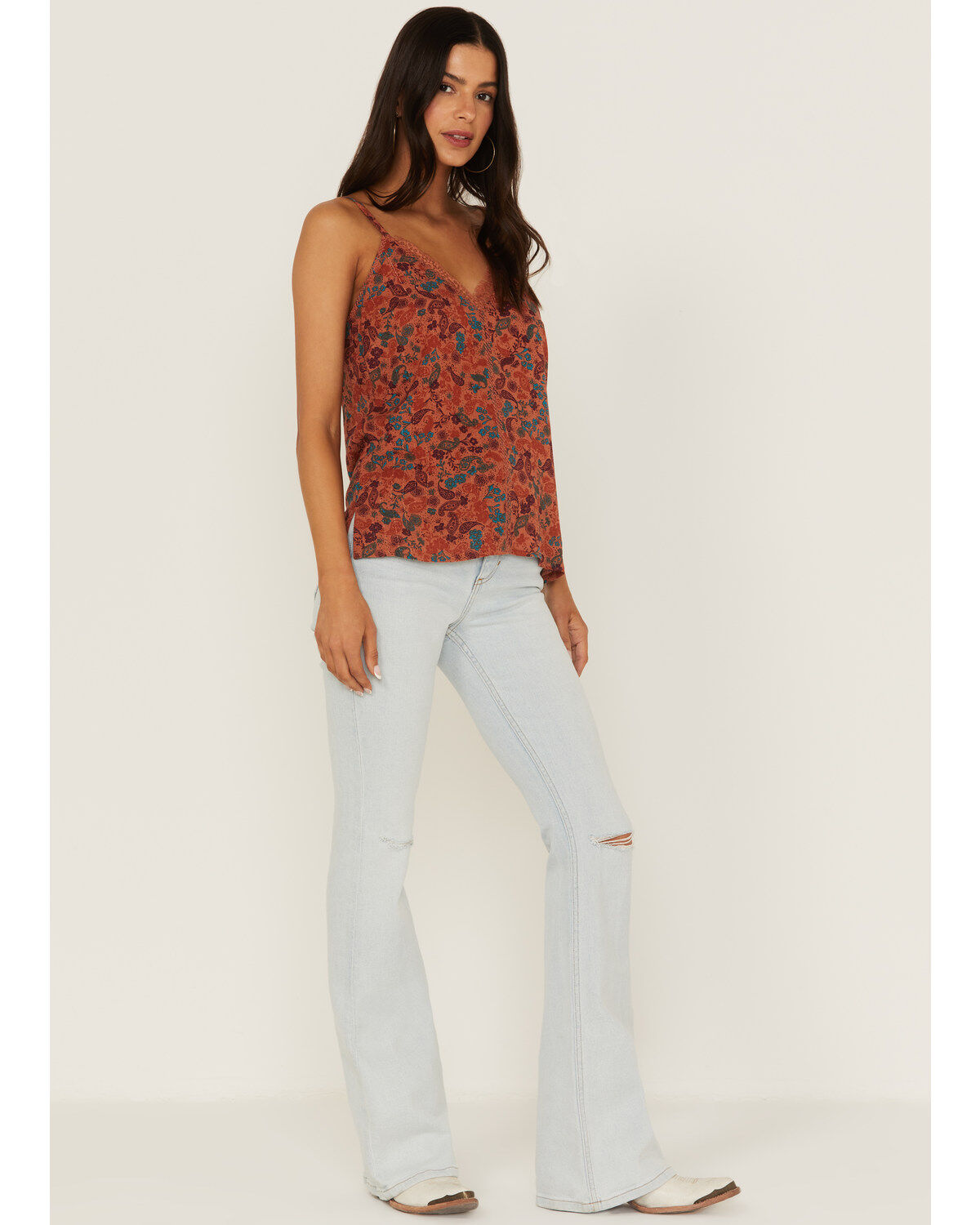Image #3 - Idyllwind Women's Lurex Little Lace Tank Top, Pecan, hi-res