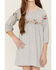 Image #2 - Roper Girls' Cotton Millenge Empire 3/4 Sleeve Dress, Grey, hi-res