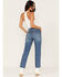 Image #3 - Cleo + Wolf Women's High Rise Straight Dark Wash Denim Jeans, Dark Medium Wash, hi-res