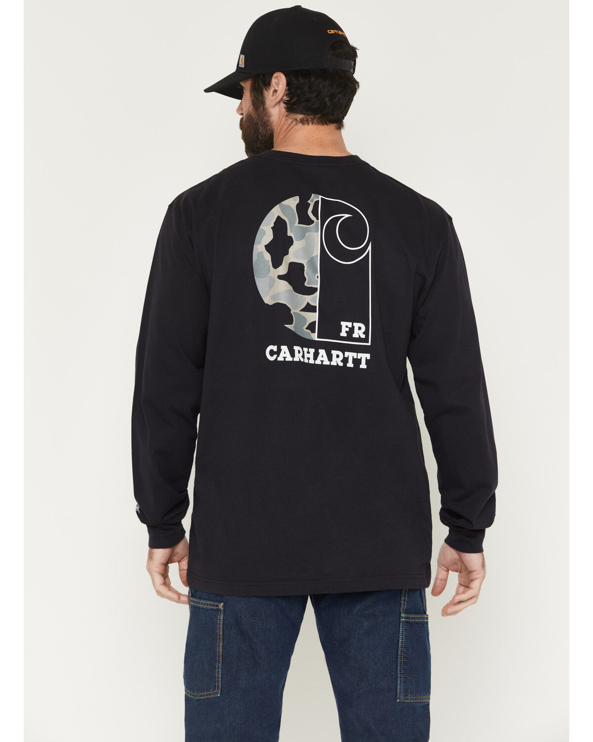 Image #1 - Carhartt Men's FR Force&reg; Loose Fit Lightweight Long Sleeve Camo C Graphic T-Shirt, Black, hi-res