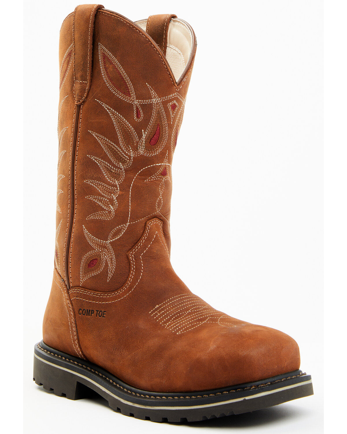 Shyanne Women's 11" Pull On Western Work Boots - Composite Toe, Brown, hi-res