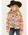 Image #1 - Wrangler Girls' Southwestern Print Sherpa Lined Jacket , Pink, hi-res