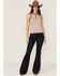 Image #2 - RANK 45&reg; Women's Southwestern Stripe Henley Tank Top, Rust Copper, hi-res