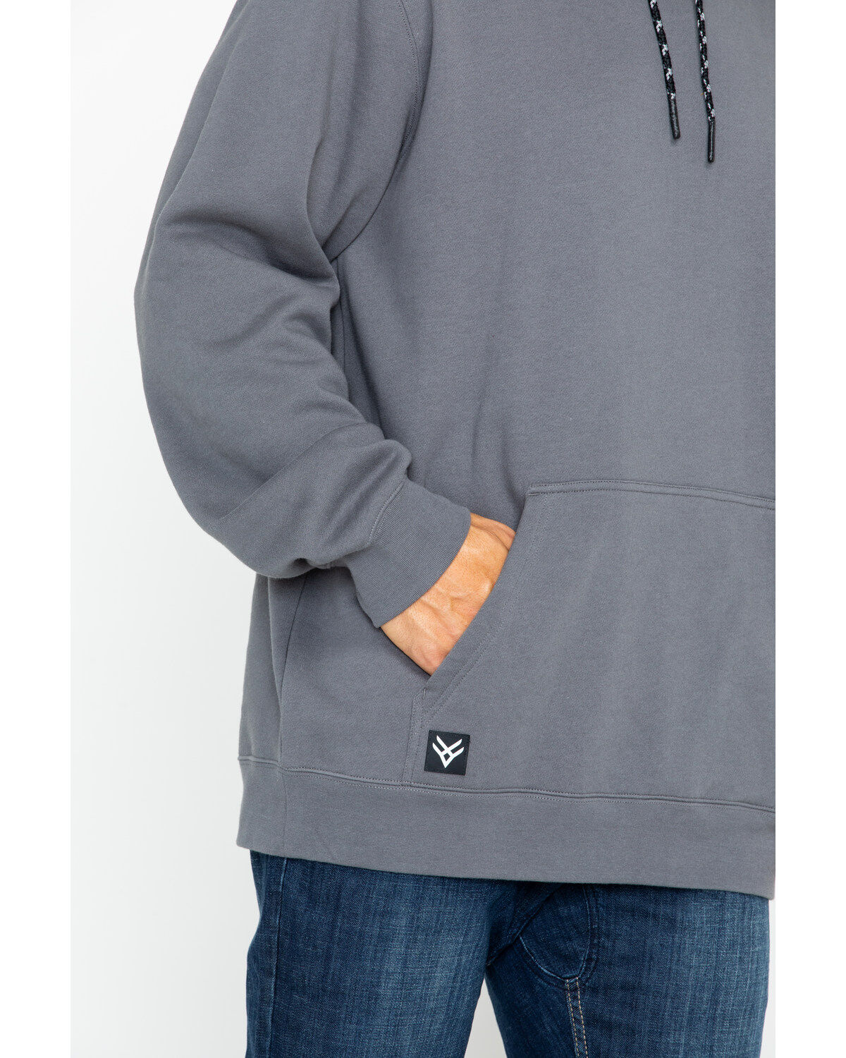 Image #3 - Hawx Men's Logo Sleeve Hooded Work Sweatshirt, Charcoal, hi-res