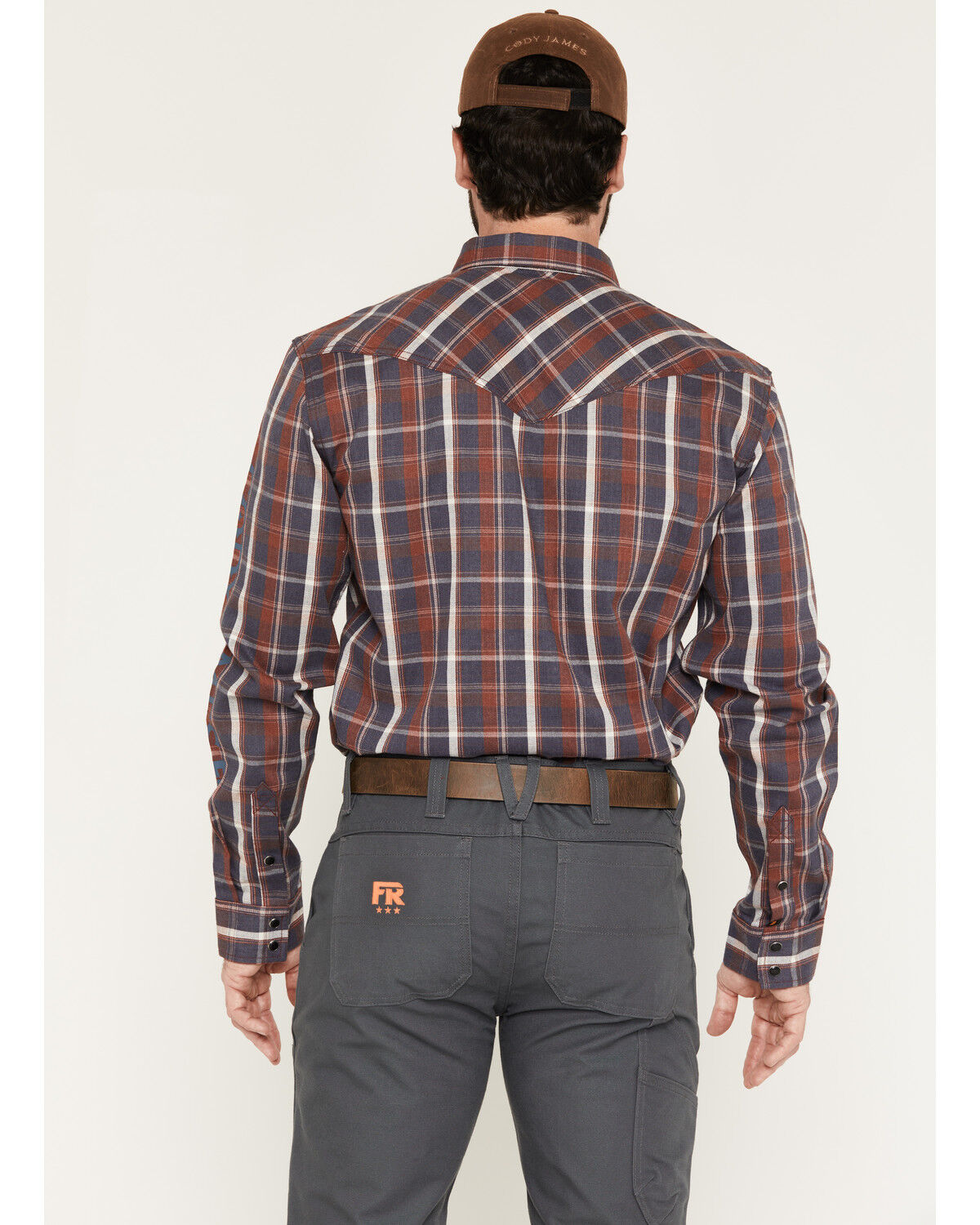 Image #4 - Cody James Men's FR McGregor Plaid Print Long Sleeve Snap Work Shirt, Red, hi-res