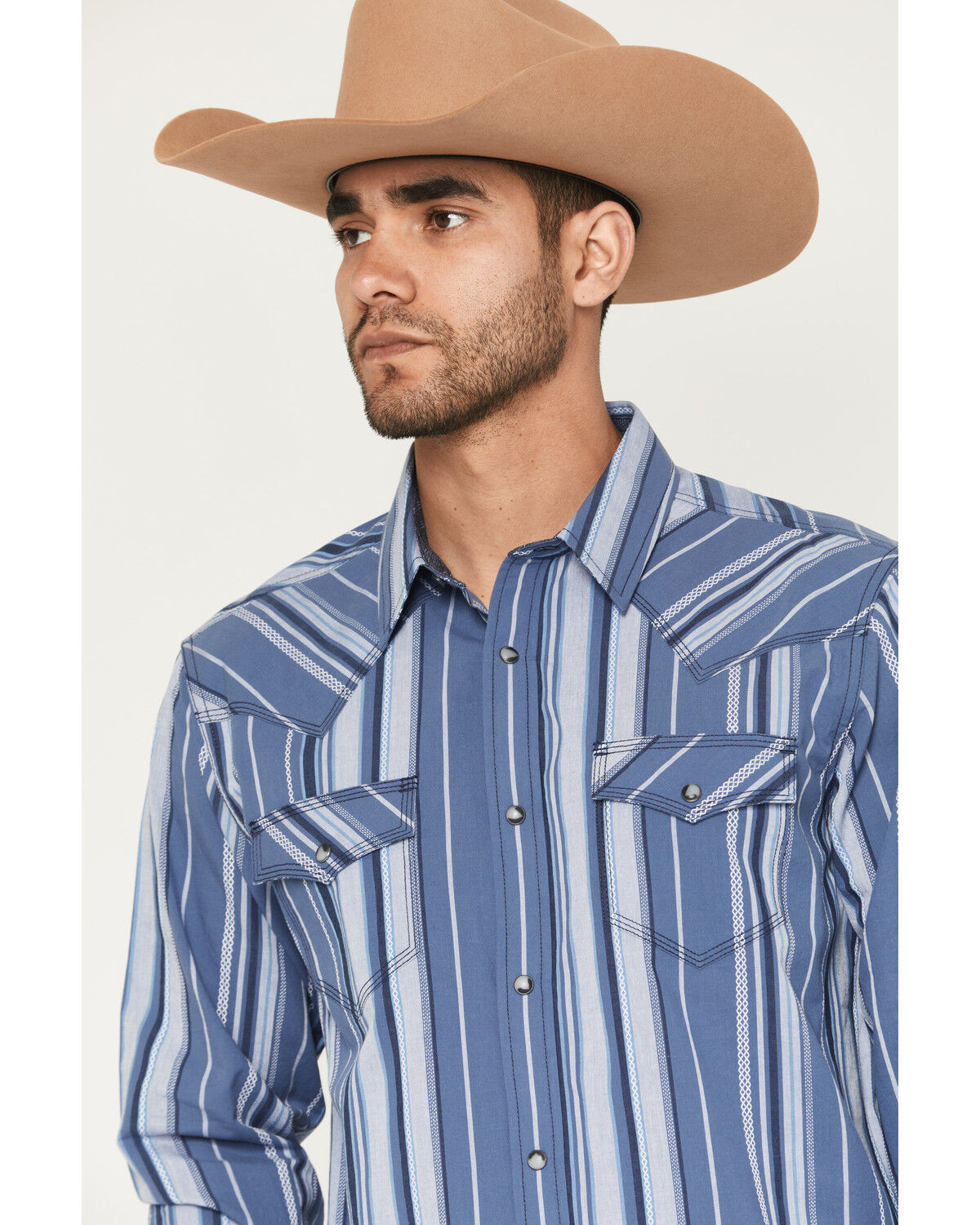 Image #2 - Moonshine Spirit&reg; Men's Bloom Striped Long Sleeve Snap Western Shirt, Blue, hi-res