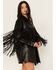 Image #2 - Sadie & Sage Women's Wild West Fringe Vegan Shacket, Black, hi-res