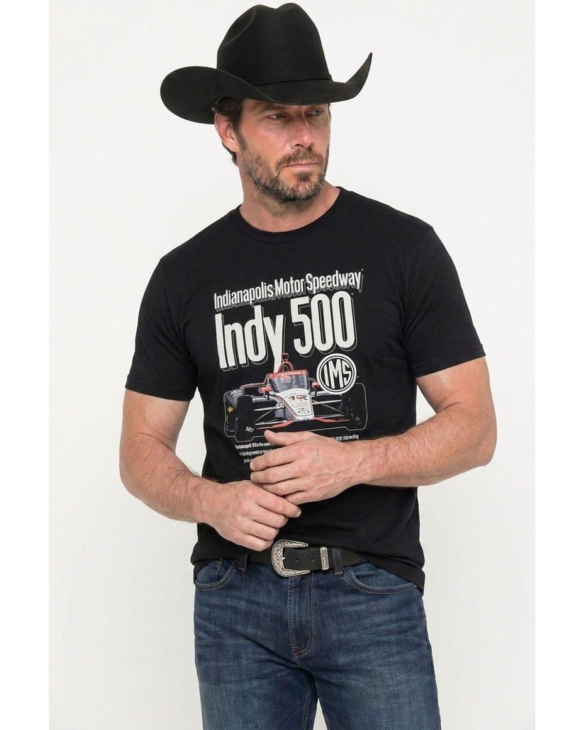 Image #1 - Americana Men's Indy 500 Cover Ad Short Sleeve Graphic T-Shirt, Black, hi-res