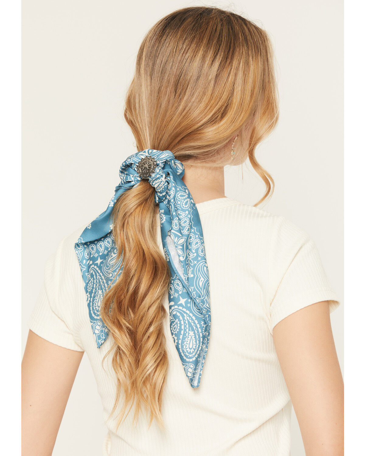 Image #2 - Shyanne Women's Constance Bandana Concho Hair Scrunchie Set - 2 Piece, Chocolate, hi-res