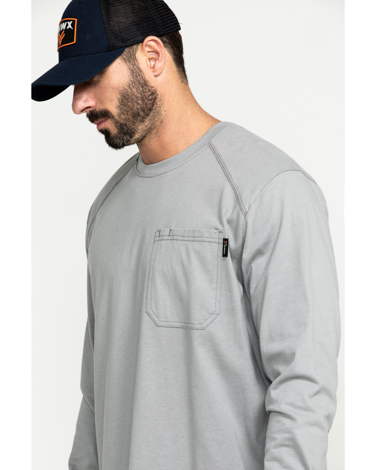 Image #5 - Hawx Men's FR Pocket Long Sleeve Work T-Shirt - Big, Silver, hi-res