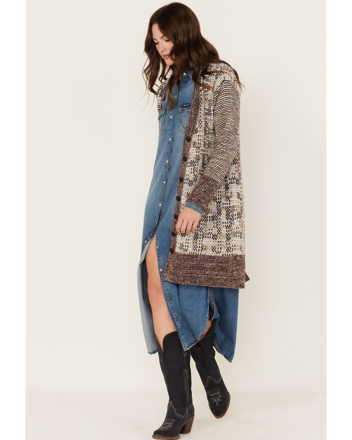 Cleo + Wolf Women's Knit Midi Cardigan, Cream, hi-res
