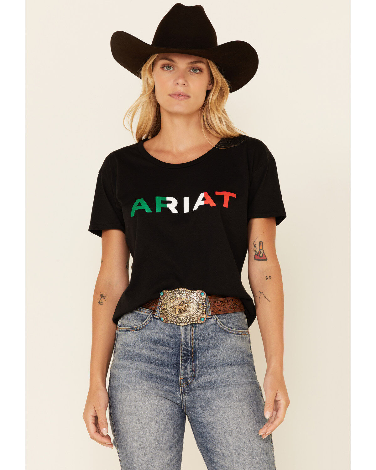Image #1 - Ariat Women's Viva Mexico Logo Graphic Tee, Black, hi-res