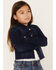 Image #2 - Shyanne Girls' Kent Dark Wash Frayed Denim Jacket , Dark Wash, hi-res